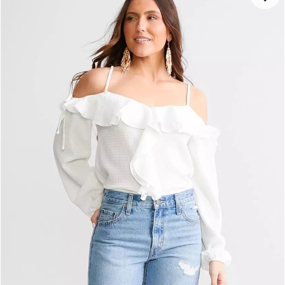 Daytrip White Ruffle Off-Shoulder Blouse